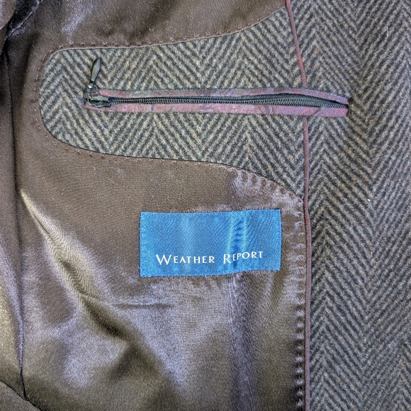 Wool Cashmere Herringbone Overcoat, Black & Brown, Weather Report, Size 38R / M - Picture 12 of 13